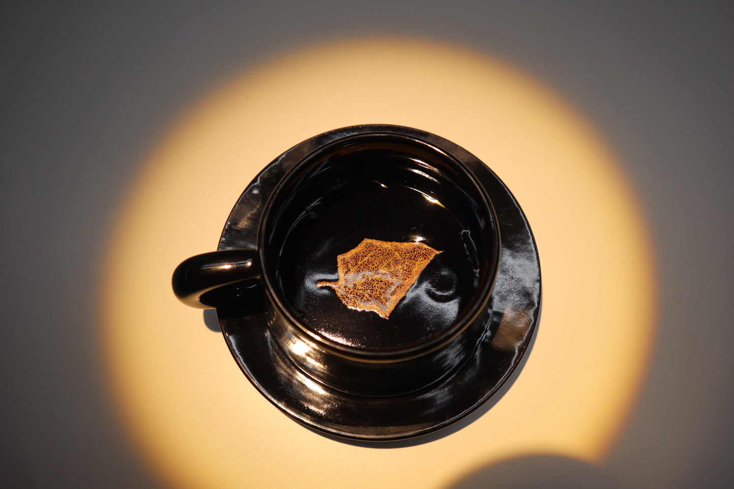 Flou • Handmade Black Ceramic Mug with Real Leaf Imprint • Real Leaf Fired into Ceramic • Artisan Pottery • Rustic Black Glaze Coffee Mug